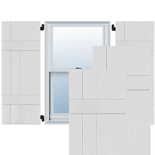 Ekena Millwork Exterior 4 Board (2 Batten) Wood Sapele Mahogany Board-n-Batten Shutters, Primed PR, RWB15X044PRM RWB15X044PRM - main